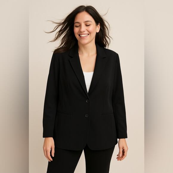 LAFAYETTE 148 NEW YORK Blazer Jacket Black Two Button Pockets Lightweight 18 - Picture 1 of 11
